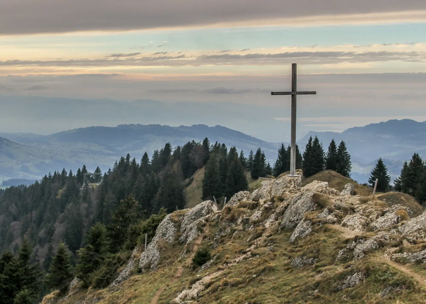 Cross and a mountain